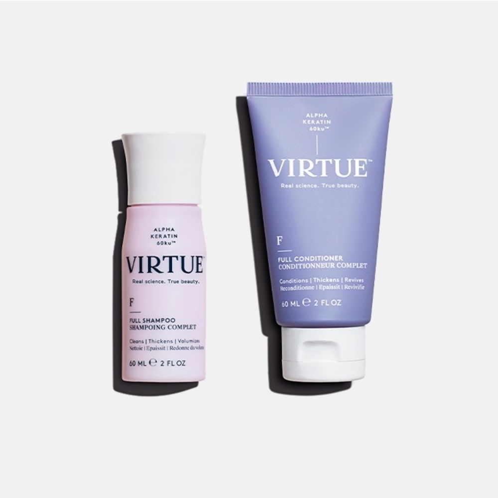 Virtue Full Shampoo & Conditioner Travel Size Duo – 2oz Each – New & Sealed
